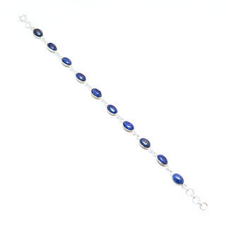 Bijoux Indiens Ethniques bracelet argent 925 rang pierre fine ovale rglable- Inde 001 Lapis Lazuli Bleu b