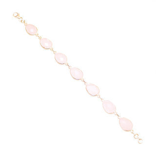 Bijoux Indiens Ethniques bracelet en argent 925 rang pierre fine facettes rglable - Inde 004 Quartz rose b