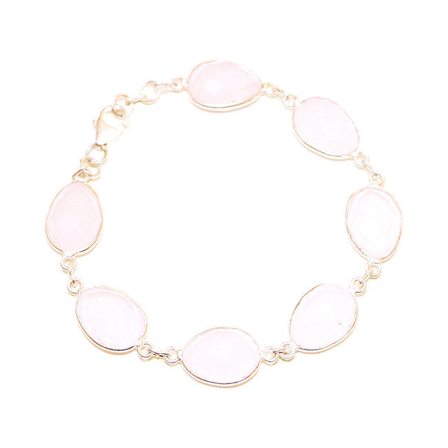 Bracelet chaîne facettes argent 925 et Quartz rose - Inde 004