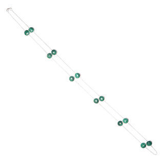 Bijoux Indiens Ethniques sautoir collier chane en argent 925 et pierre fine ronds facettes - Inde 006 Malachite c