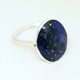 Bijoux ethniques Indiens bague argent 925 et pierre fine - 001 Lapis Lazuli bleu