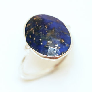 Bijoux ethniques Indiens bague argent 925 et pierre fine - 001 Lapis Lazuli bleu b