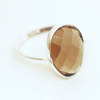 Bijoux ethniques Indiens bague argent 925 et pierre fine - 001 Quartz fum