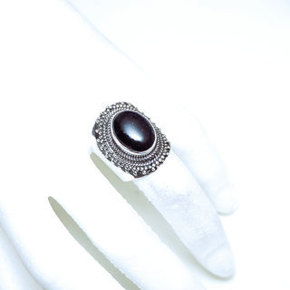 Bijoux ethniques Indiens bague chevalire argent 925 et pierre fine Filigrane Pierre de soleil bleue paillete - Inde 003  d