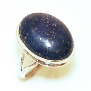 Bijoux ethniques Indiens bague argent 925 ovale et pierre fine Lapis Lazuli Bleu - Inde 019 