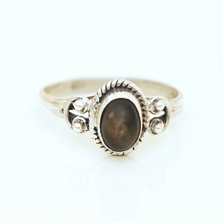 Bijoux ethniques Indiens bague fine en argent 925 filigranes et pierre ovale Labradorite - 023  b