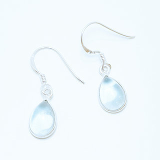 Bijoux Indiens Ethniques boucles d'oreilles petites gouttes argent 925 et pierre fine Topaze bleue - Inde 001