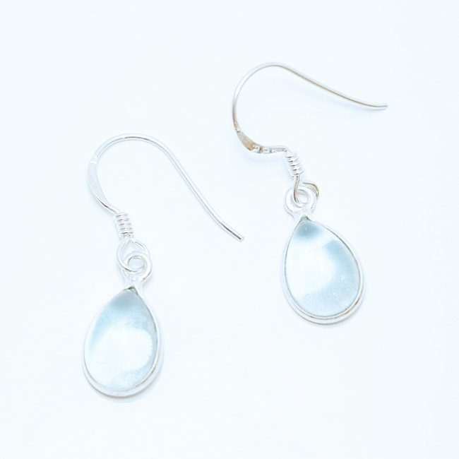 Boucles d'oreilles gouttes argent 925 et Cristal bleu Topaze - Inde 001