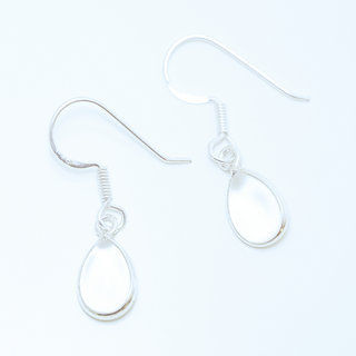 Bijoux Indiens Ethniques boucles d'oreilles petites gouttes argent 925 et pierre fine Cristal de Roche transparent - Inde 001 