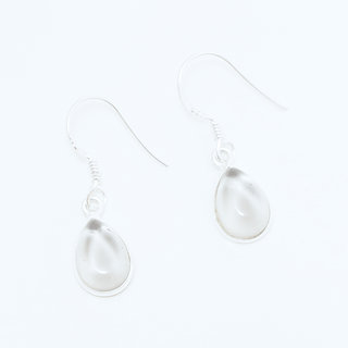 Bijoux Indiens Ethniques boucles d'oreilles petites gouttes argent 925 et pierre fine Quartz fum - Inde 001