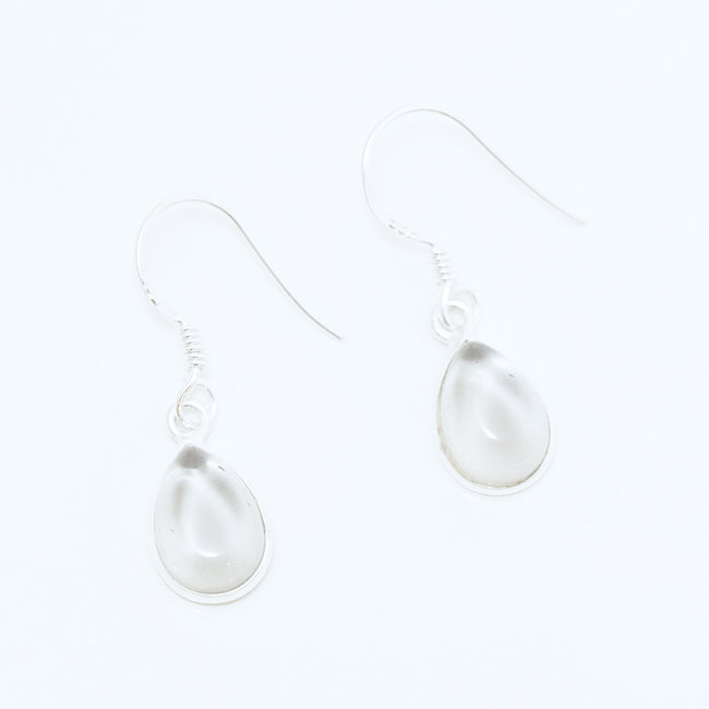 Boucles d'oreilles gouttes argent 925 et Quartz fumé - Inde 001