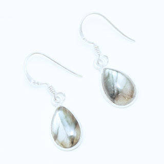 Bijoux Indiens Ethniques boucles d'oreilles goutte argent 925 et pierre fine - Inde 002 Labradorite