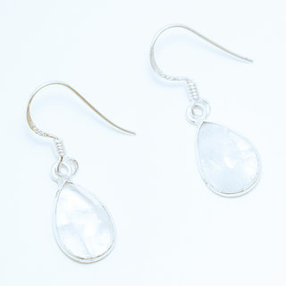 Bijoux Indiens Ethniques boucles d'oreilles goutte argent 925 et pierre fine - Inde 002 Pierre de lune