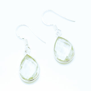 Bijoux Indiens Ethniques boucles d'oreilles argent 925 et pierre fine goutte - Inde 010 Amthyste vert