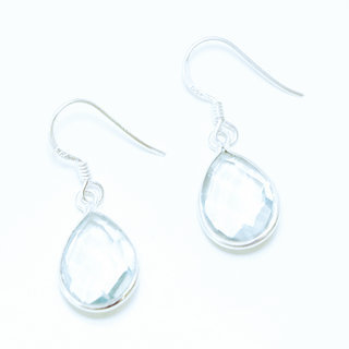 Bijoux Indiens Ethniques boucles d'oreilles argent 925 et pierre fine goutte - Inde 010 Topaze bleue