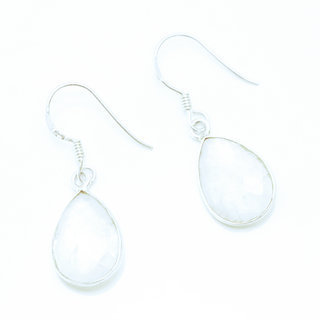 Bijoux Indiens Ethniques boucles d'oreilles argent 925 et pierre fine goutte - Inde 010 Pierre de lune 