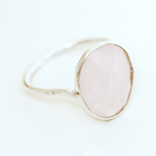 Bijoux ethniques Indiens bague argent 925 et pierre fine - 001 Quartz rose