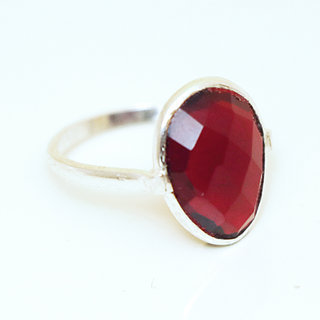 Bijoux ethniques Indiens bague argent 925 et pierre fine - 001 Grenat rouge b