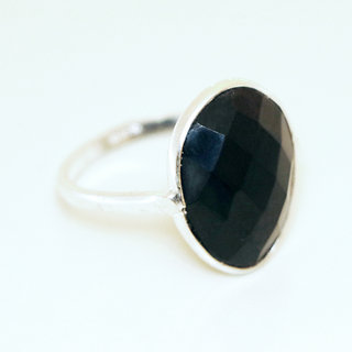 Bijoux ethniques Indiens bague argent 925 et pierre fine - 001 Onyx noir