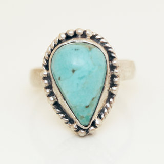 Bijoux ethniques Inde bague argent 925 et pierre fine goutte - 036 Turquoise b