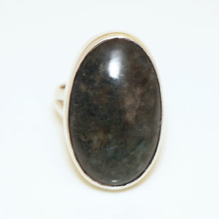 Bijoux ethniques Indiens bague argent 925 et pierre fine grande ovale - 052 Labradorite b
