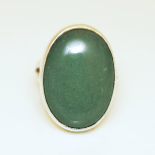 Bijoux ethniques Indiens bague argent 925 et pierre fine grande ovale - 053 Aventurine b