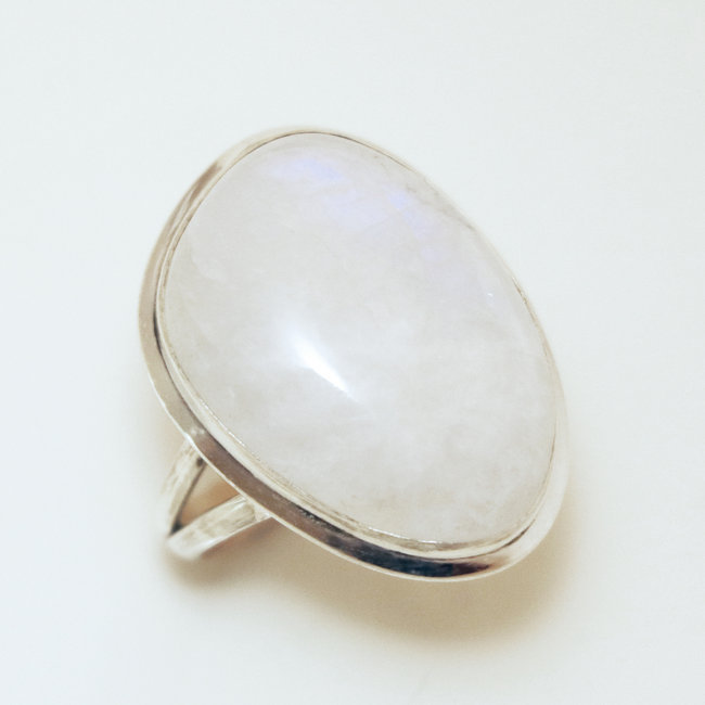 Bague argent massif 925 et Pierre de Lune - Inde 055