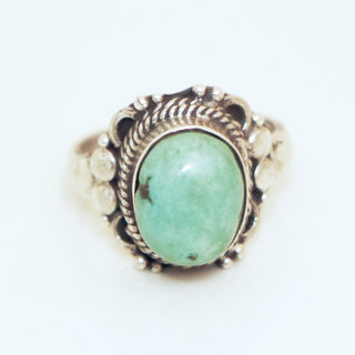 Bijoux ethniques Inde bague argent 925 et pierre fine ovale - 057 Turquoise b