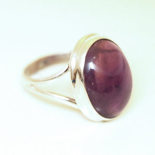 Bijoux ethniques Indiens bague argent 925 et pierre fine ovale amthyste violet mauve - Inde 059 b