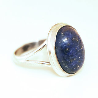 Bijoux ethniques Indiens bague argent 925 et pierre fine ovale Lapis Lazuli bleu - Inde 059 b