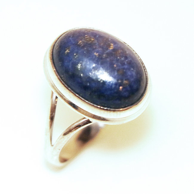 Bague ovale cabochon argent 925 et Lapis-Lazuli - Inde 059