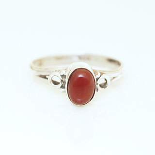 Bijoux ethniques Indiens bague argent 925 et pierre fine ovale Cornaline orange marron - Inde 025 b