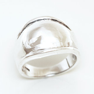 Bijoux ethniques Indiens bague en argent 925 bombe lisse bandeau homme femme - 008 Dome b