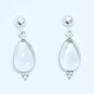 Bijoux Indiens Ethniques boucles d'oreilles argent 925 et pierre fine pendante perle goutte - Inde 022 Amthyste verte