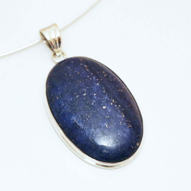 Pendentif ovale en argent 925 et Lapis Lazuli - Inde 004