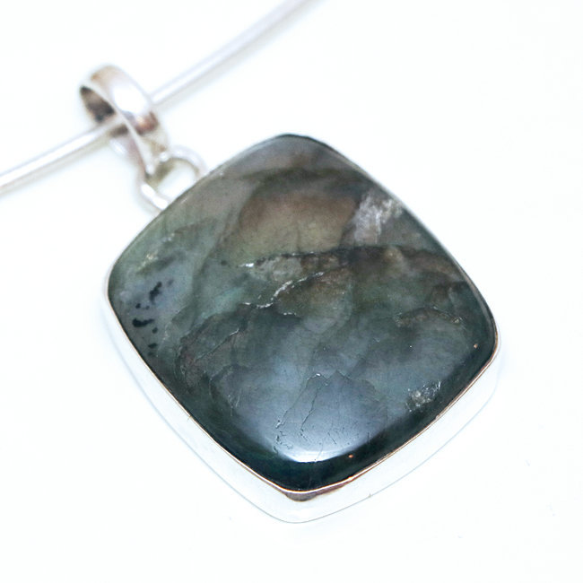 Pendentif en argent 925 rectangle et Labradorite - Inde 067