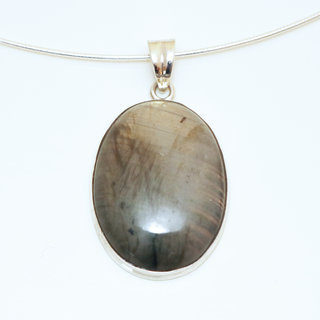 Bijoux Indiens Ethniques pendentif argent 925 et pierre fine ovale - Inde 002 Labradorite b