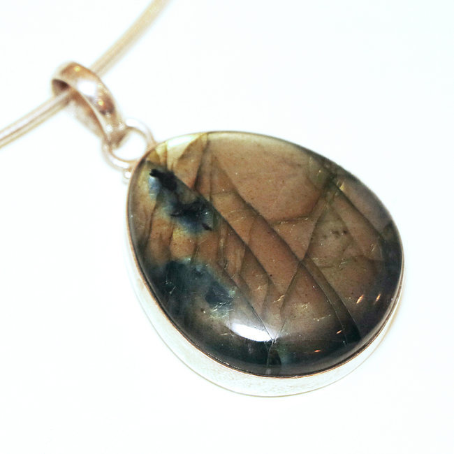 Pendentif en argent 925 goutte et Labradorite - Inde 045 