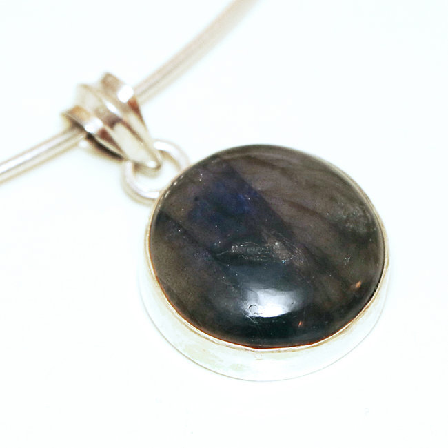 Pendentif en argent 925 rond et Labradorite - Inde 050