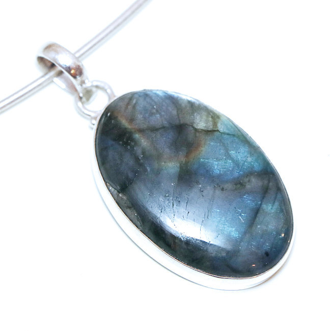 Pendentif en argent 925 ovale et Labradorite - Inde 058