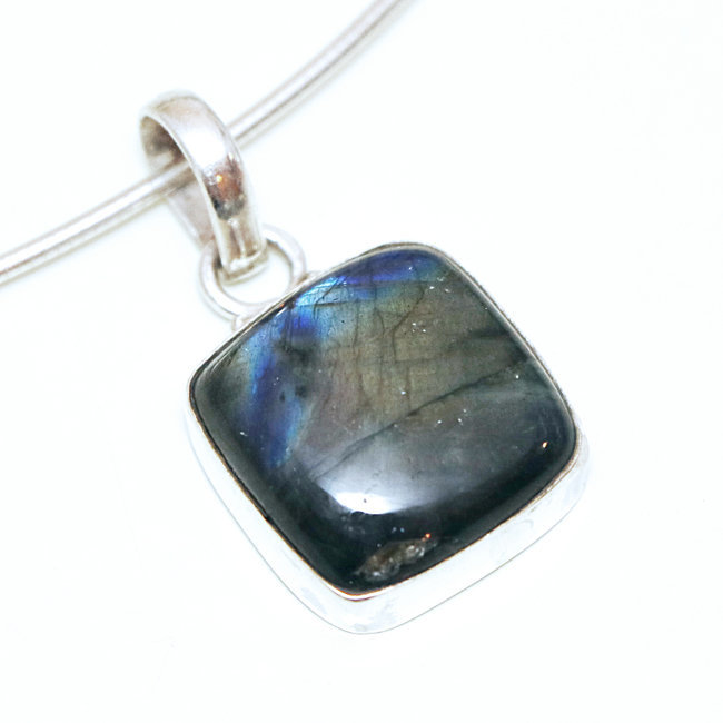 Pendentif en argent 925 carré et Labradorite - Inde 062