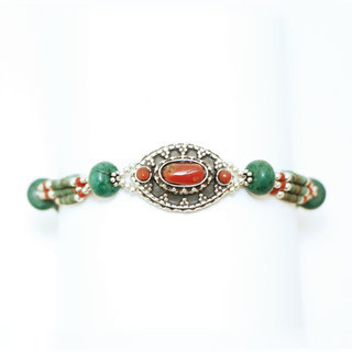 Bijoux Ethniques indiens bracelets argent 925 femme et pierre fine turquoise corail npalais - Npal 021 b