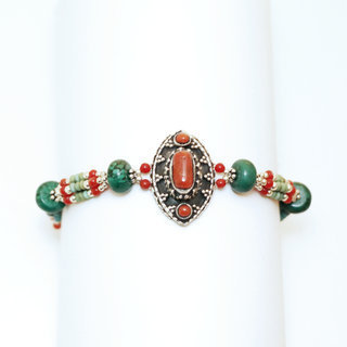 Bijoux Ethniques indiens bracelets argent 925 et pierre fine turquoise corail npalais - Npal 022 b