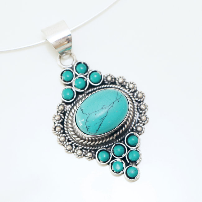 Pendentif tibétain Turquoise - Népal 006