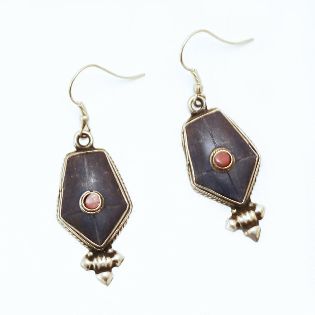 Boucles d'oreilles tibétaines pendants et Lapis-Lazuli - Népal 005
