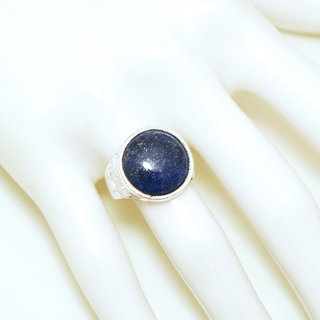 Bijoux touareg ethniques berbres bague argent 925 massif femme homme chevalire pierres semi-prcieuses Lapis-Lazuli bleu fonc ronde gravure personnalise - Niger 011 b