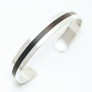 Bijoux touareg ethniques bracelet en argent 925 homme femme jonc ouvert plat grav design tendance et ligne d'bne - Niger 007 a