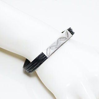 Bijoux ethniques touareg bracelet en argent lien cordon cuir mdaillon gourmette rectangle gravs rglable homme femme - Niger 009 b