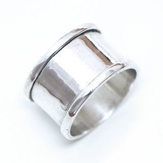 Bijoux ethniques touareg bague en argent 925 femme homme anneau alliance large lisse - Niger 031