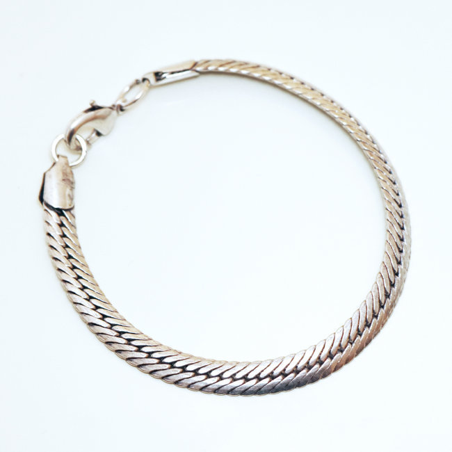 Bracelet chaîne snake serpent laiton argenté 6 mm - Inde 005